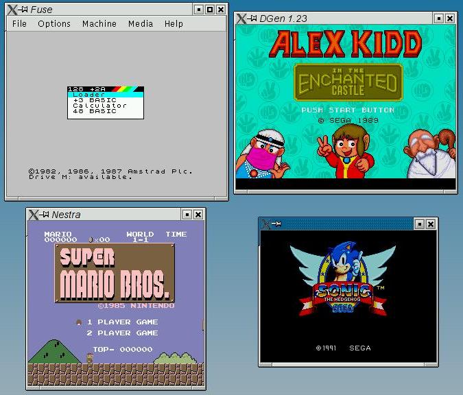 Figura 3. Emuladores de Spectrum, Megadrive, NES y Master System