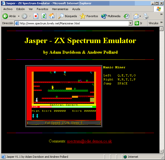 Jasper: emulando el Spectrum en una página Web