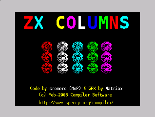 La pantalla de carga de ZXColumns, volcada a videoram
